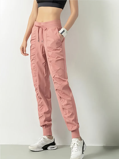 3pcs Women's Quick-Dry Training Tracksuit Pants - Slim Pleated Athletic Joggers with Drawstring Waist & Side Pocket, Gym Workout Pants Suitable for Running,, Gym - Spring Summer Fall Solid Color (Machine Washable)