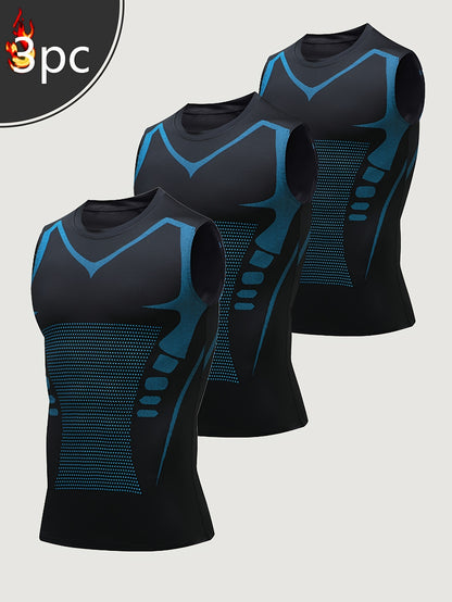 Set of 3 Men'S Athletic Compression Tank Tops, Sleeveless Shirts for Basketball, American-Style Training Vests Designed for Moisture-Wicking And Quick-Drying, Ideal for Sports And Outdoor Activities