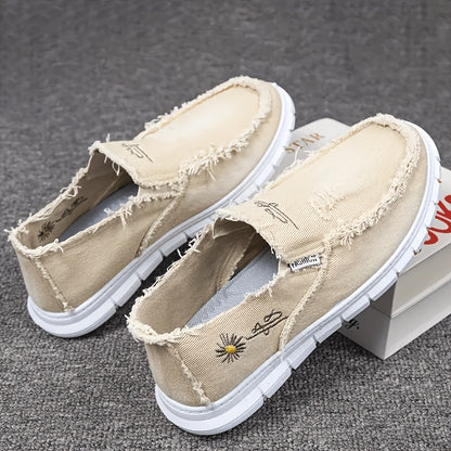 Men's Plus Size Breathable Canvas Loafers - Comfortable All-season, Low-top Lace-up Casual Semi-formal Shoes, Gray And Black Round-toe Design, Breathable Material, Couple Style Available, Widened Men's Shoes, High-quality Men's Shoes