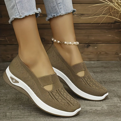 Women's Flats, Comfortable Elastic Woven Sneakers with Breathable Mesh for Casual Walking And Running, Lightweight Athletic Footwear, Women Shoes