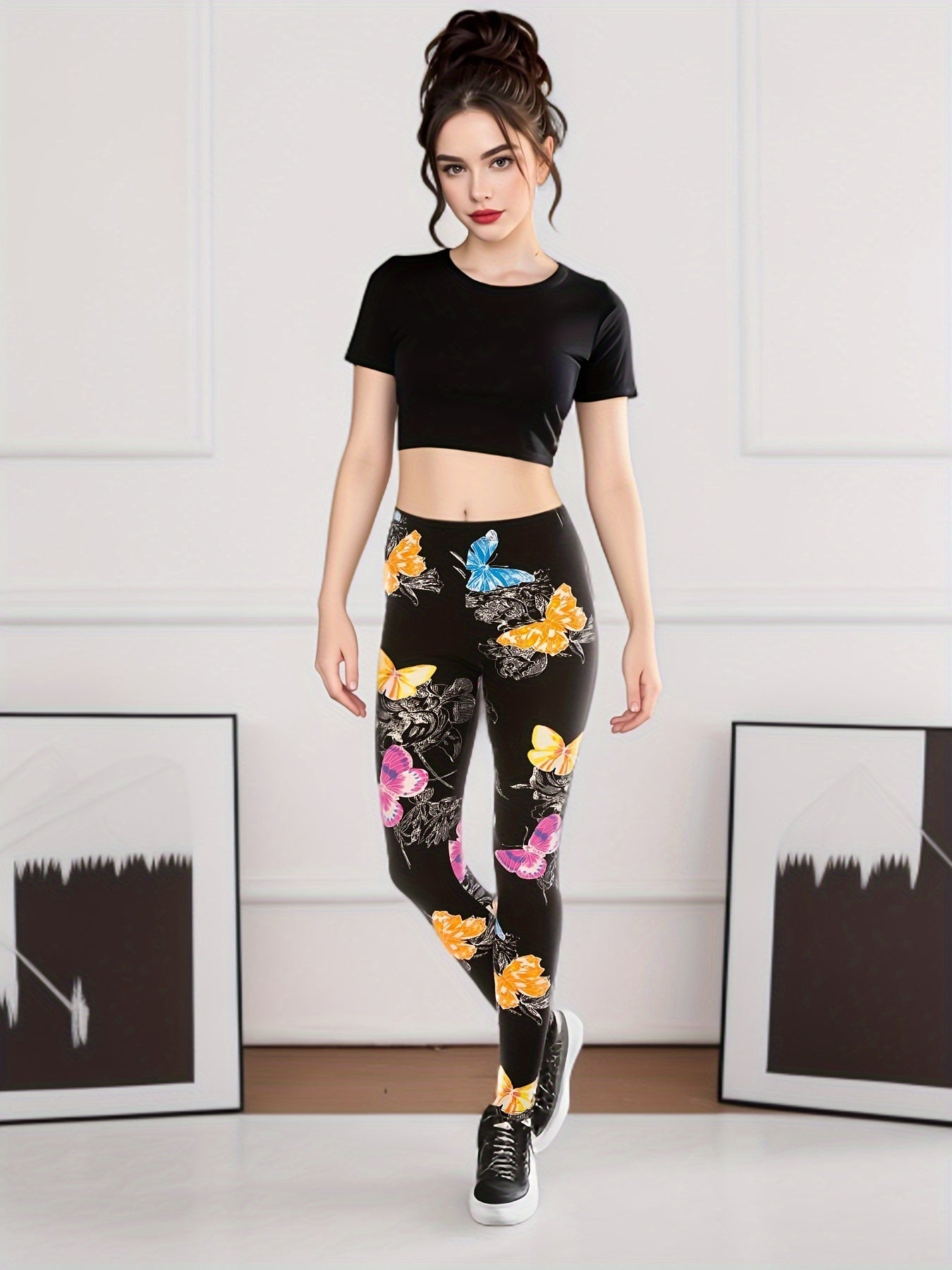 Fashion Printed Leggings For Women No See Through High Stretch Super Soft Leggings Regular