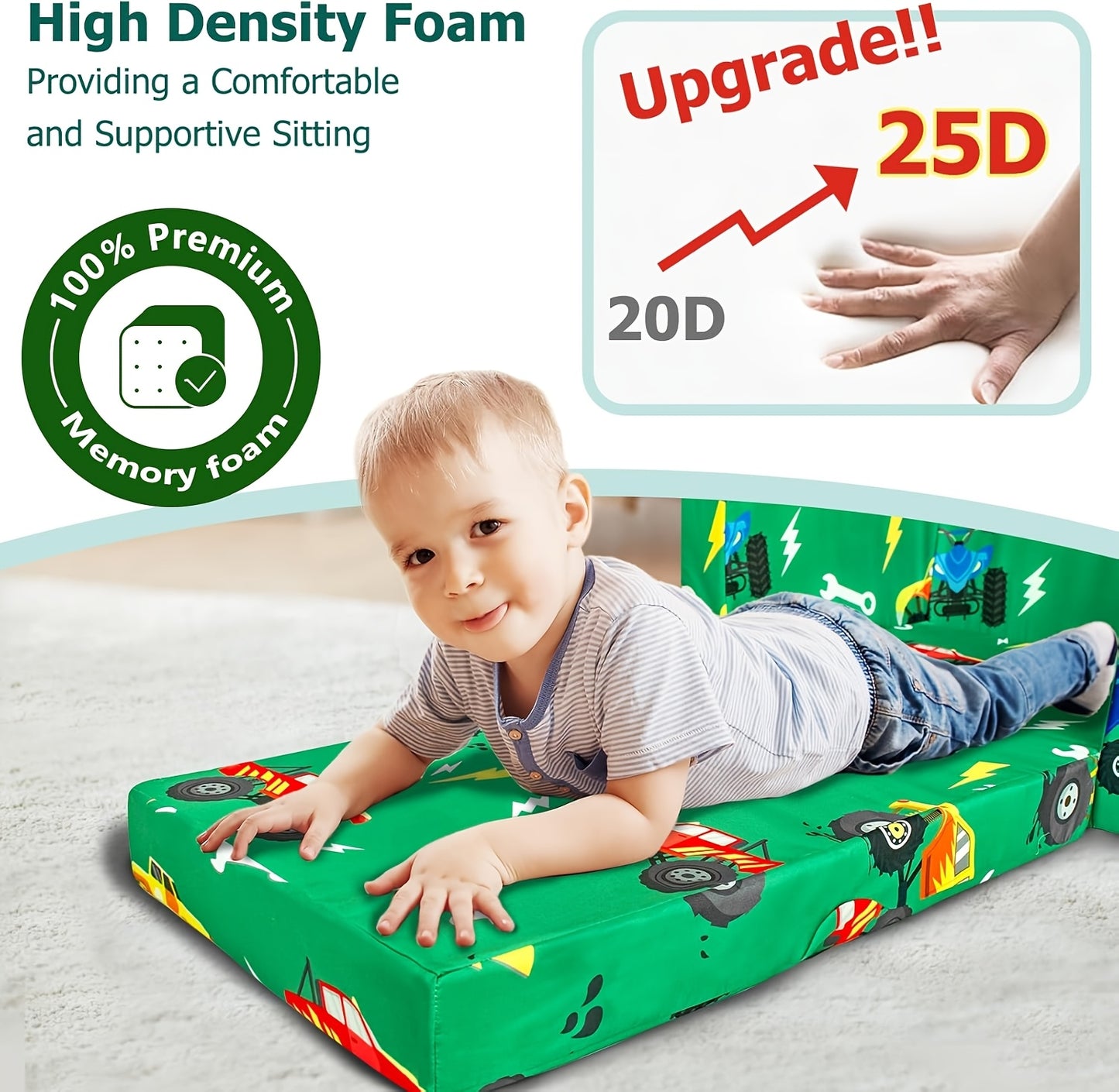 Convertible Kids Sofa Bed for Boys & Girls - Toddler Bed with Flip-Out Mechanism, Space-Saving Convertible Lounge Chair Suitable for, Daycare, Small Rooms, Frame