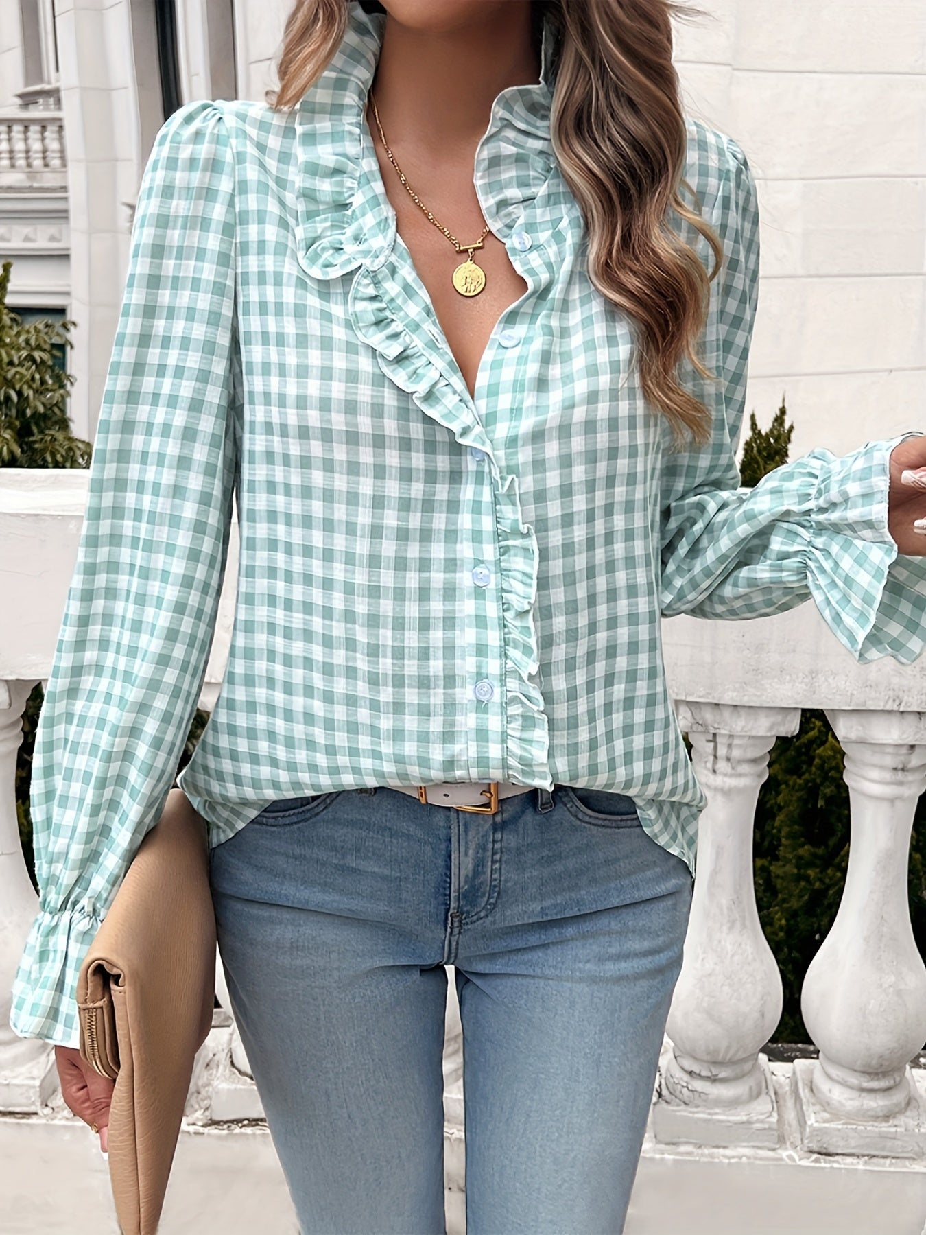 Women's Fall-Winter 2024 Professional Business Temperament Top French Contrast Button- Shirt