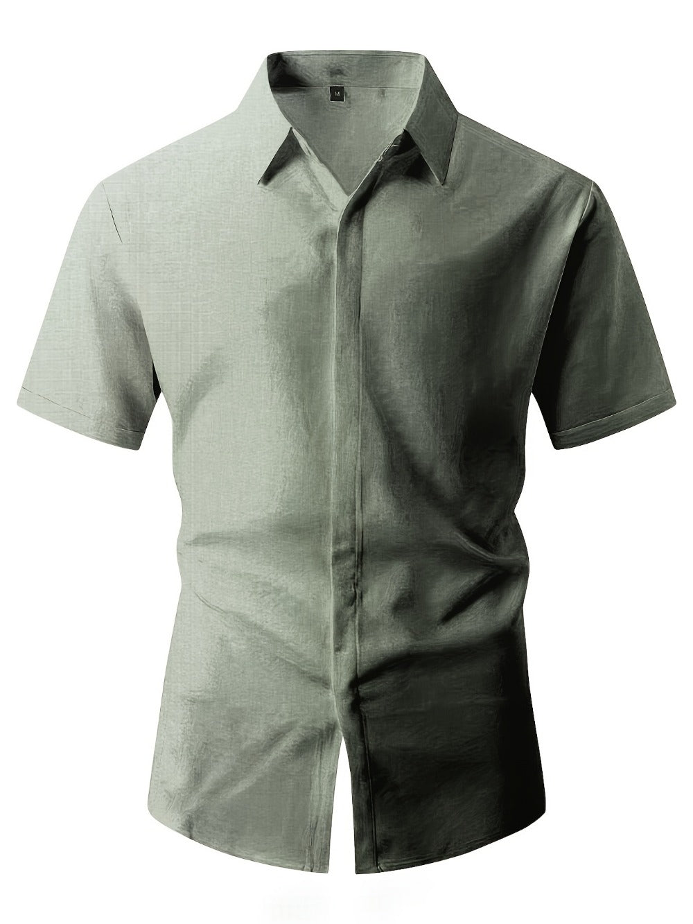 Men's Solid Color Shirt - Collared Short Sleeve 001061