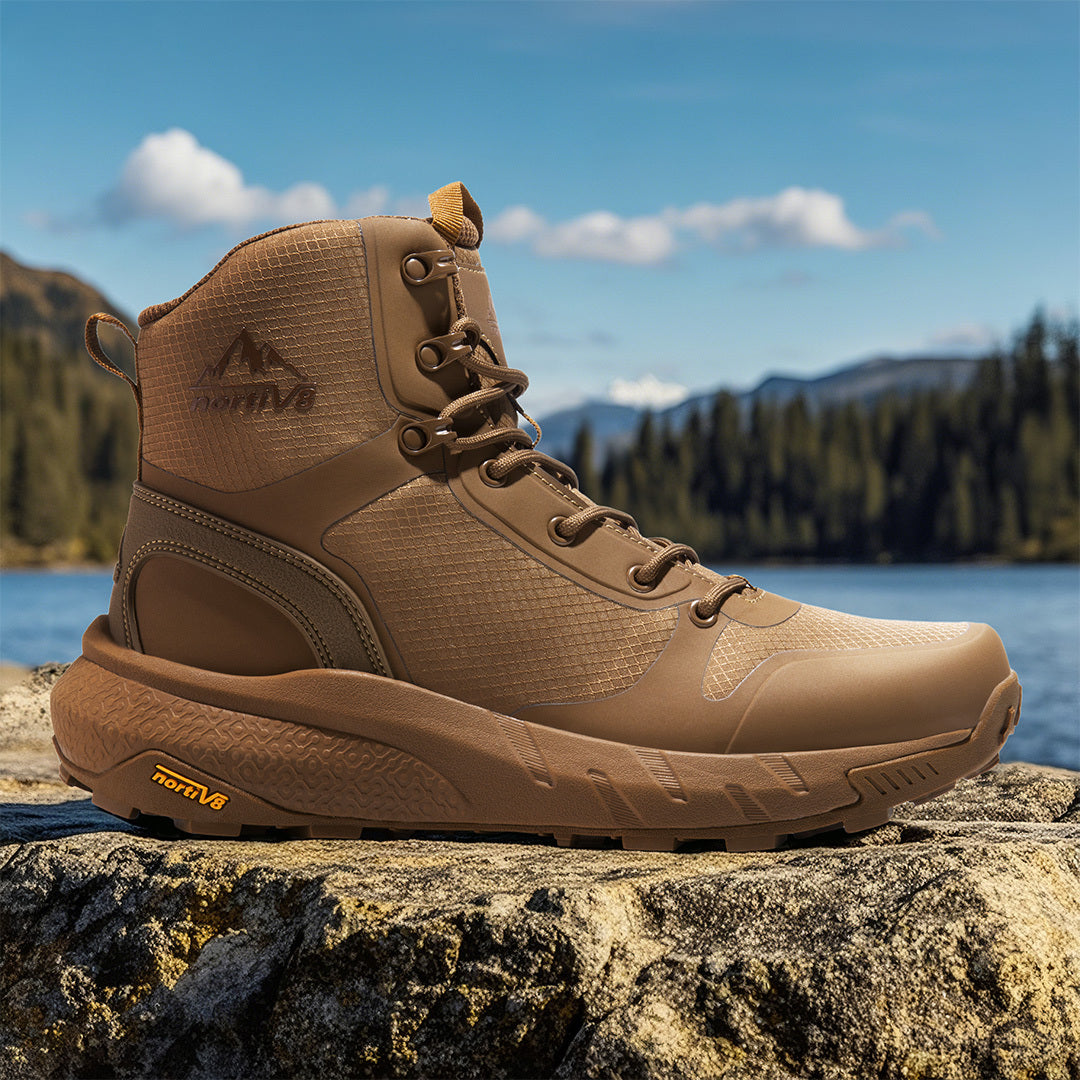 Men's Mid Tactical Boot Comfortable Waterproof Lightweight Boots with Zipper for Work All Day Non-Slip Outdoor Motorcycle Combat Boots