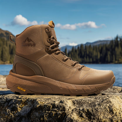 Men's Mid Tactical Boot Comfortable Waterproof Lightweight Boots with Zipper for Work All Day Non-Slip Outdoor Motorcycle Combat Boots