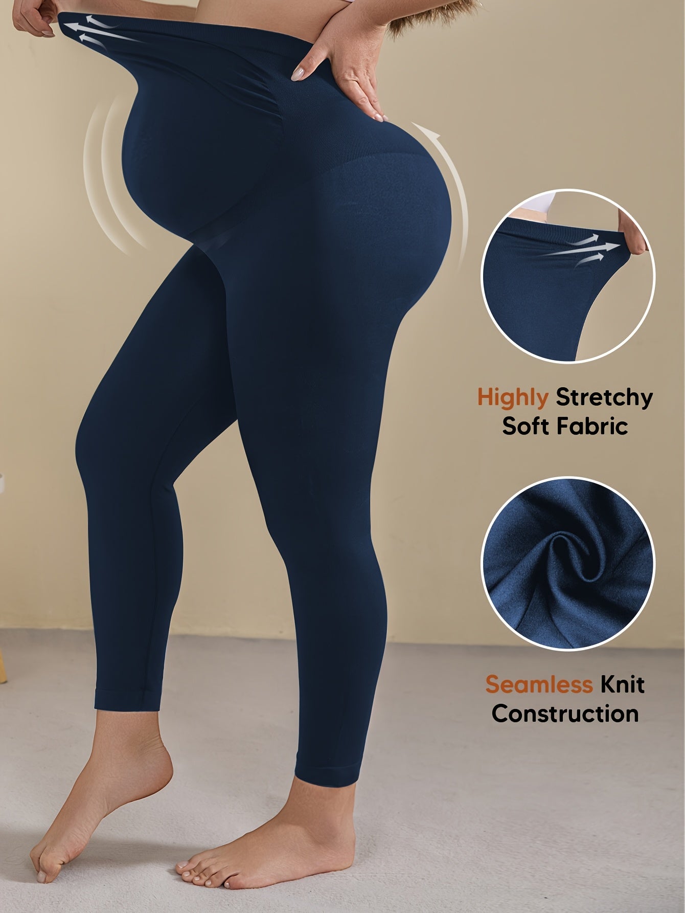 Black Knit High-Waist Leggings - product view 5