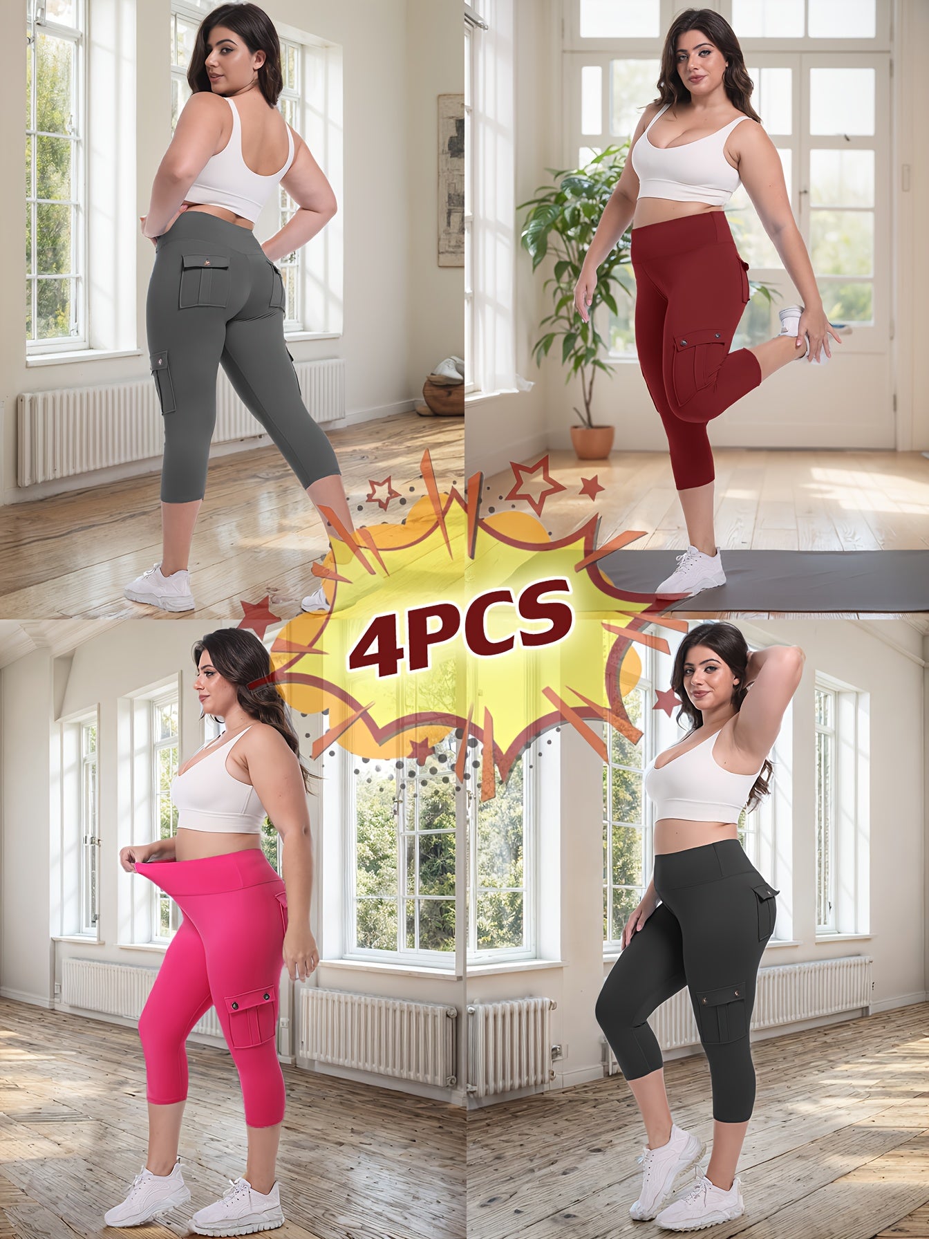Women's Black/Pink/Blue/Rose Polyester High-Waist Leggings - product view 28