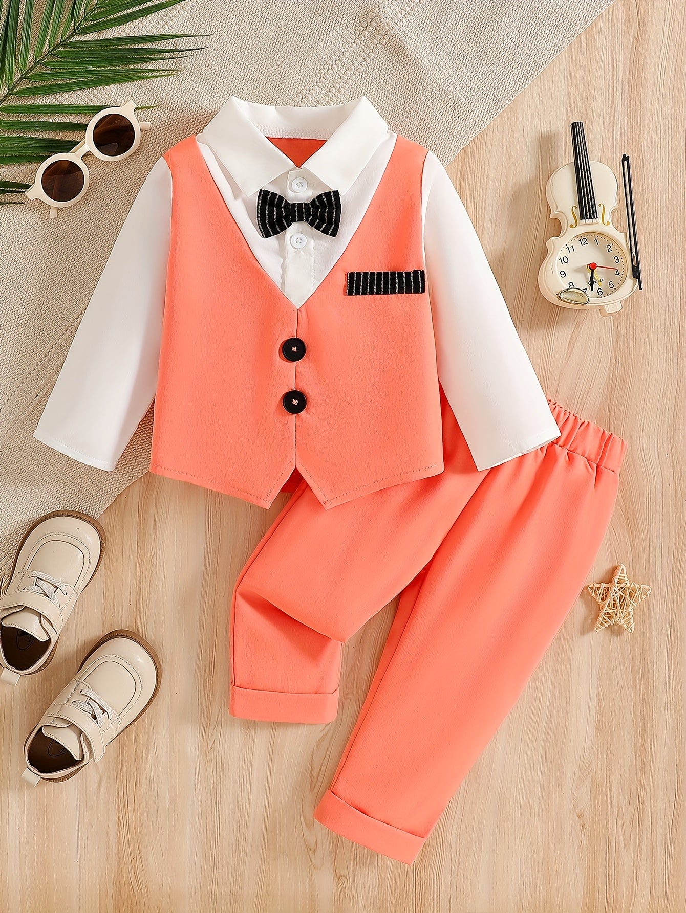 Baby Clothing, Baby Products, Baby Spring And Autumn Suits, Wedding And Birthday Party Gifts, Suits, Fake Two-Piece Long Sleeved Tops And Pants, Children'S Gentleman Suits, School Season Hot Items, Baby Boy Birthday Gifts, Valentine'S Day Gifts