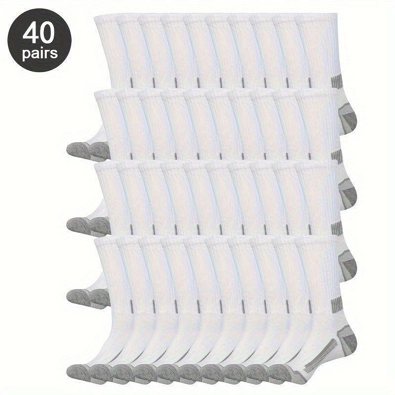 40 Pairs Men'S Breathable Crew Socks - Vibrant Color-Block Design, Everyday Comfort And Style for Outdoor Activities