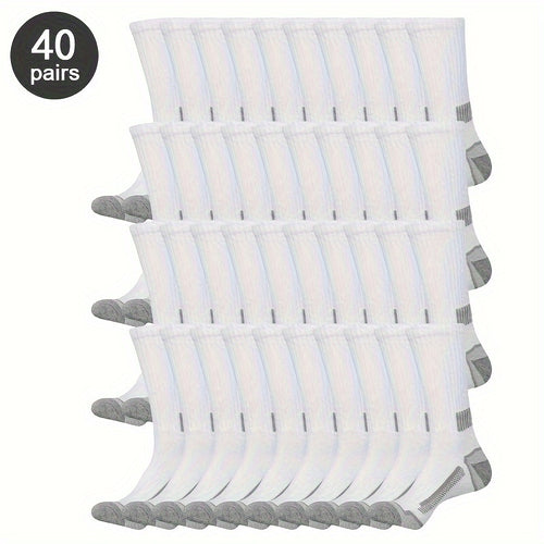 40 Pairs Men'S Breathable Crew Socks - Vibrant Color-Block Design, Everyday Comfort And Style for Outdoor Activities