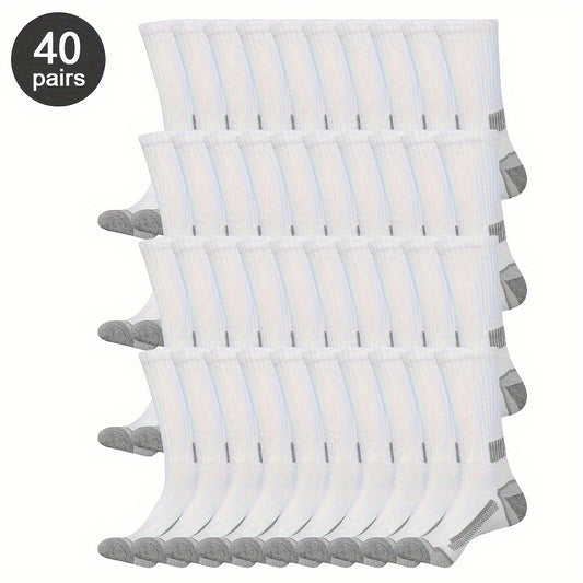 40 Pairs Men'S Breathable Crew Socks - Vibrant Color-Block Design, Everyday Comfort And Style for Outdoor Activities