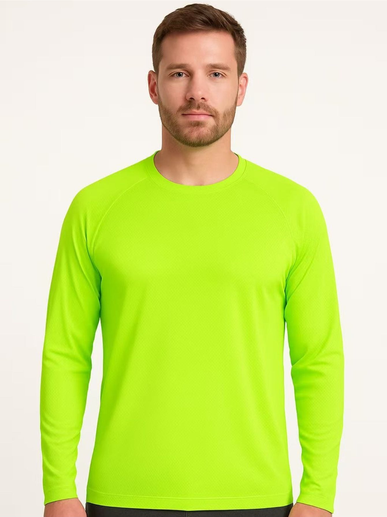 2-Pack High Visibility Long Sleeve Shirts, UPF50+ Quick Dry Breathable Safety Workwear Tops for Outdoor / Fishing / Sports
