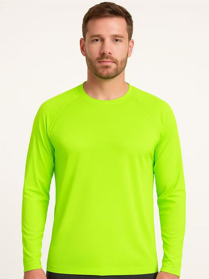 2-Pack High Visibility Long Sleeve Shirts, UPF50+ Quick Dry Breathable Safety Workwear Tops for Outdoor / Fishing / Sports
