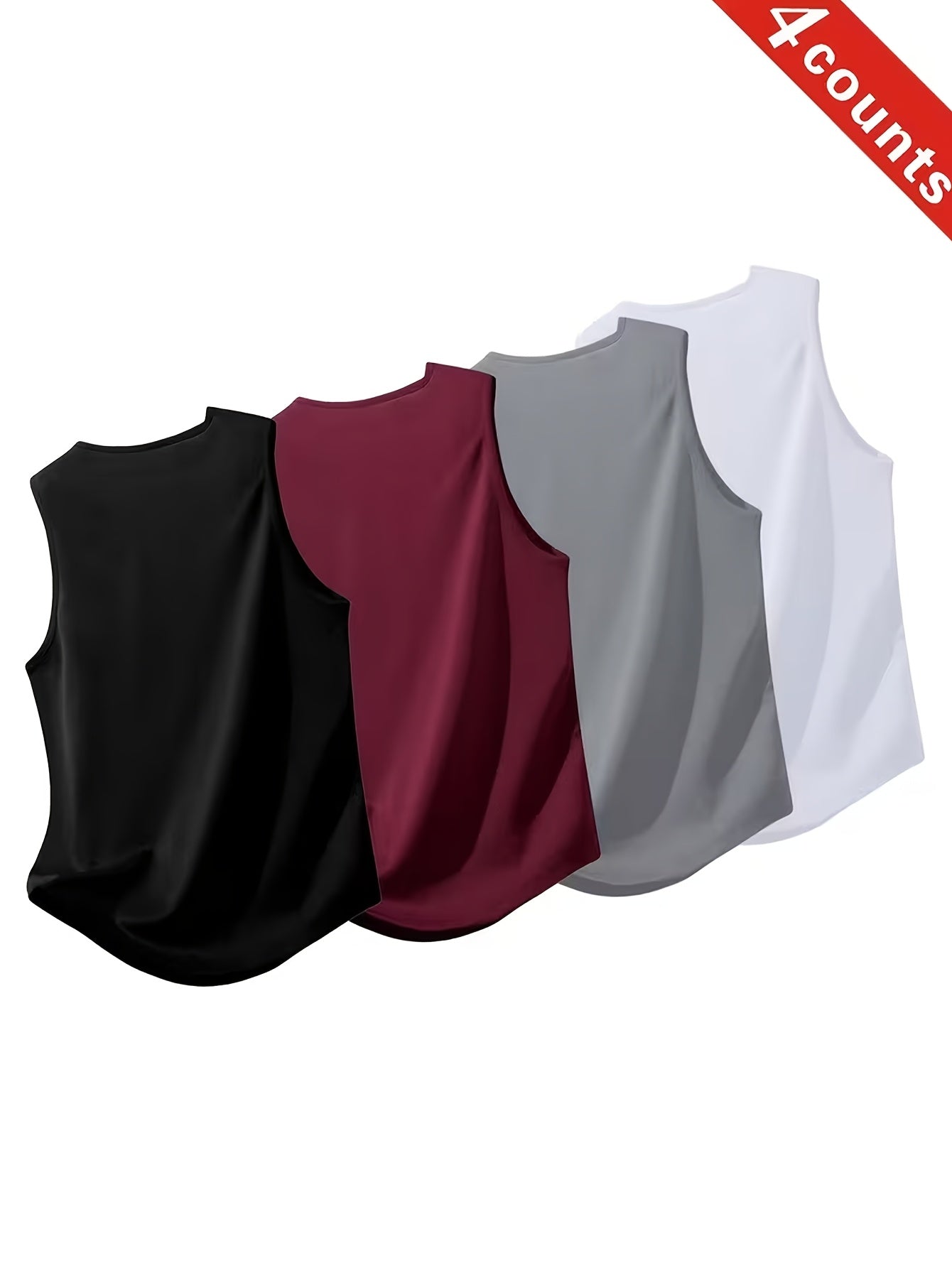 4pcs Men's Bull Head Print Breathable Polyester Sleeveless Shirt - Moisture-Wicking Athletic Tank Top Suitable for Gym, Running, Training, Outdoor & Casual Wear, Lightweight Shirt for - Workout Apparel (Machine Washable)
