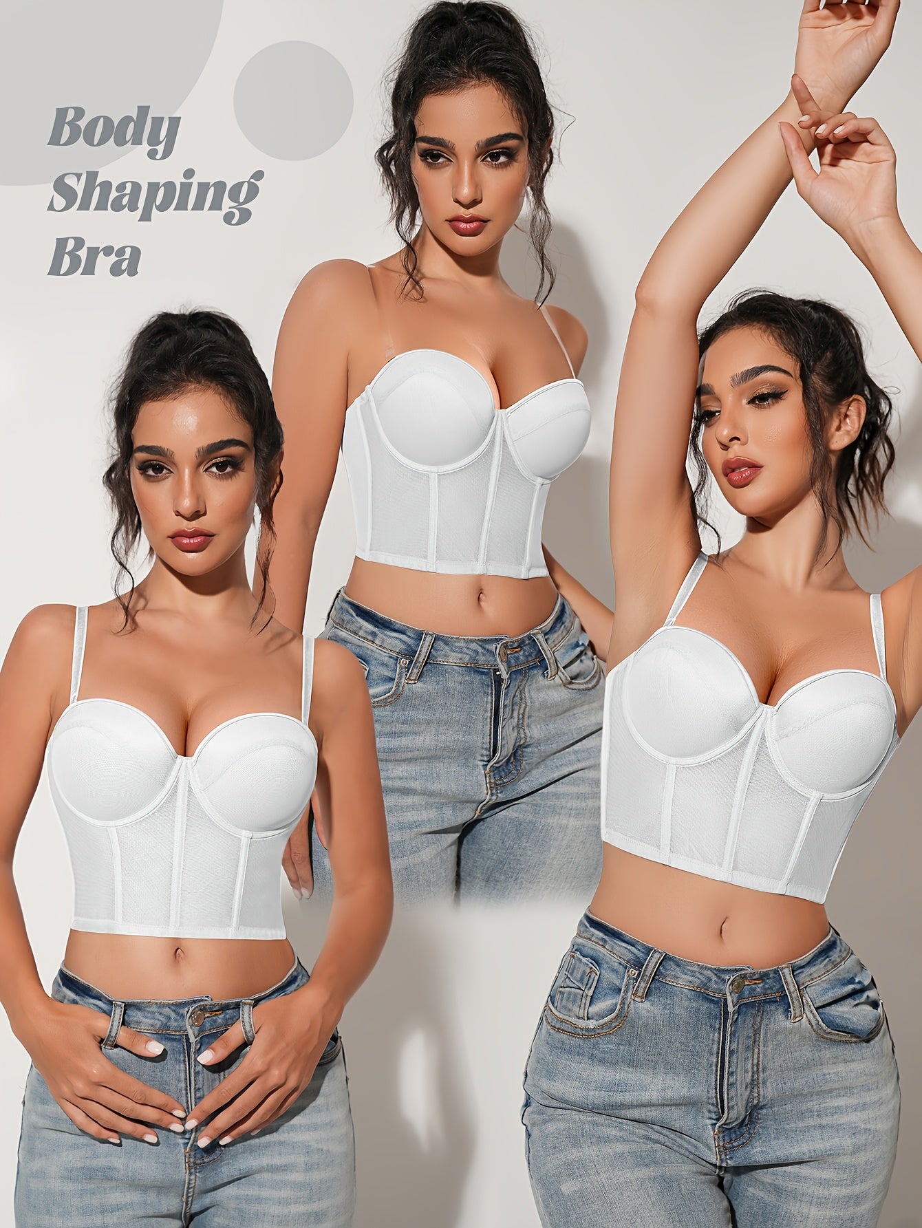 3pcs Women's Lace Push-Up Bras - Breathable, Anti-Sag, Comfort Fit with Adjustable Straps, Solid Color, Non-Removable Pads, Supportive Lingerie|Adjustable Bras|Nylon Lace Fabric