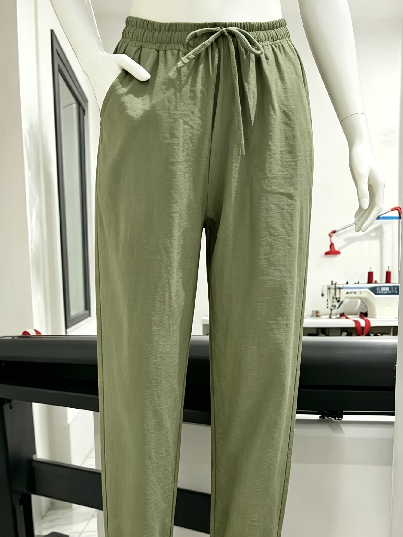 3-Pack Women'S 9/10 Length Casual Trousers, Loose Fit, Solid Color Drawstring Elastic Waist, Comfortable And Versatile for Office, Weekend Strolls, Gatherings, And Beach Vacations