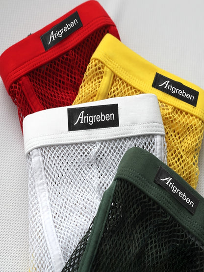 3pcs Men's Mesh Boxer Shorts with Inner Pouch Lightweight Casual Party & Beach Shorts, Breathable Activewear underwear boxer shorts