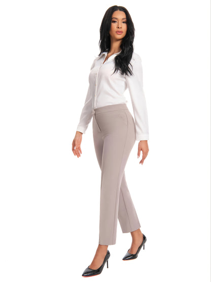 Women'S High Waisted Slim Fit Ankle Dress Pants Stretch Trousers with Pockets, Elegant Office Workwear Bottoms