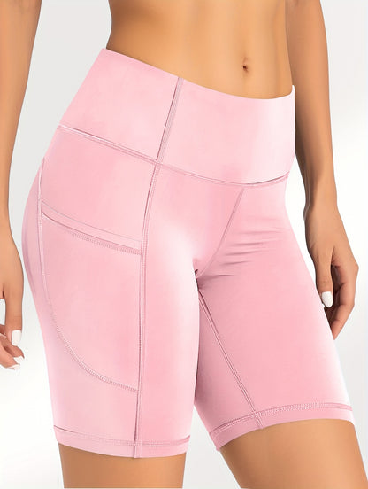 5pcs Set Of Large Sports Shorts For Women, Fashionable Casual Shorts, High Waist High Stretch Yoga Shorts, 5-inch Shorts With Phone Pocket