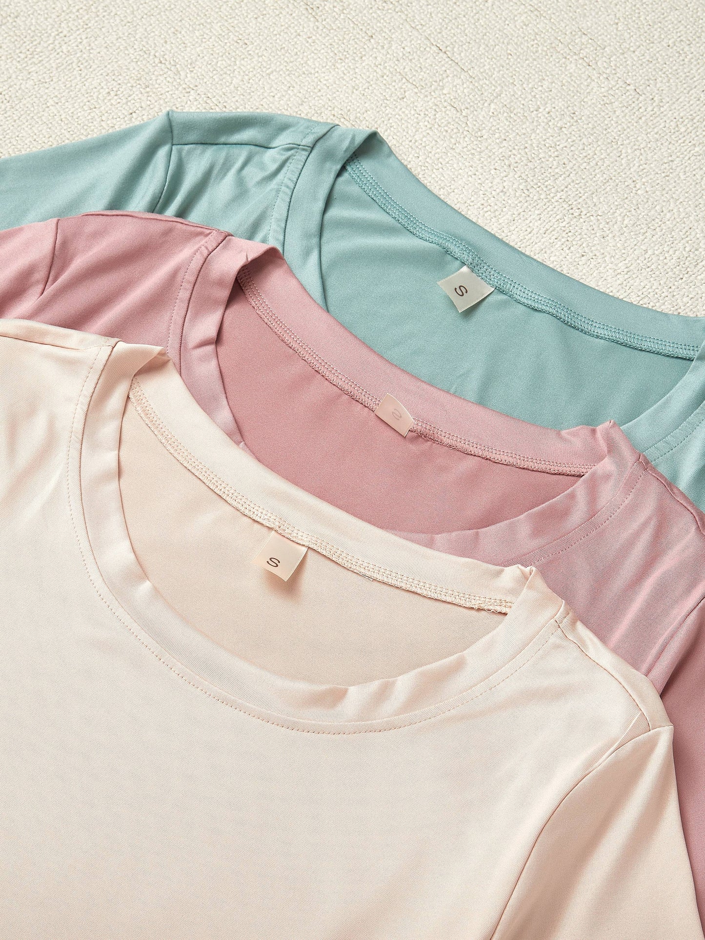 6pcs Set of New Women's Pajamas, 3pcs Set of Short-sleeved Tops and Three Long Pants, Casual Home Clothes, Solid Color Set, 3pcs Set of Pajamas