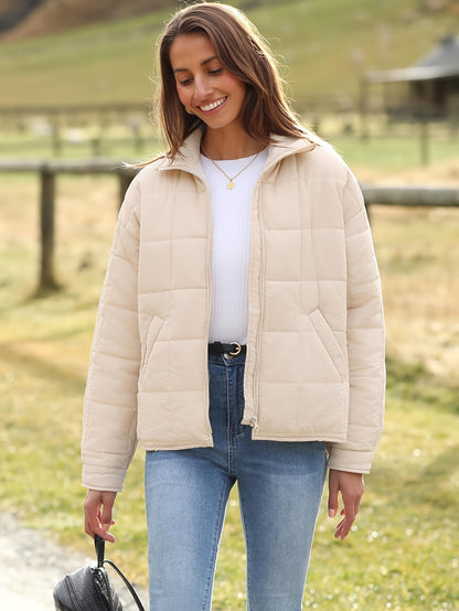 Buoniyk Women's Oversized Splice Quilted Lightweight Puffer Jacket Casual Padded Coat