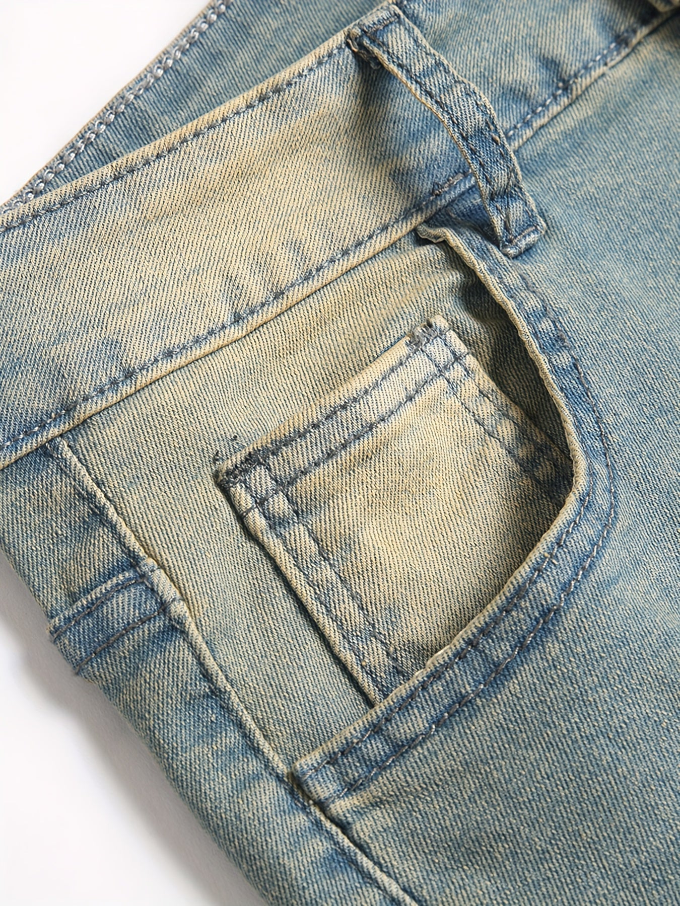 Men's Bright Yellow Denim Floral Graphic Jeans - product view 1