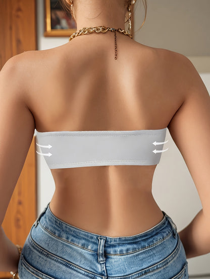 3pcs Strapless Bandeau Bra, Front Button No Wire Bra, Summer Seamless Bra, Solid Color Seamless Bra, Sexy And Comfortable Push-up Bra, Women's Smooth Backless Top Underwear, Women's Lingerie Bra