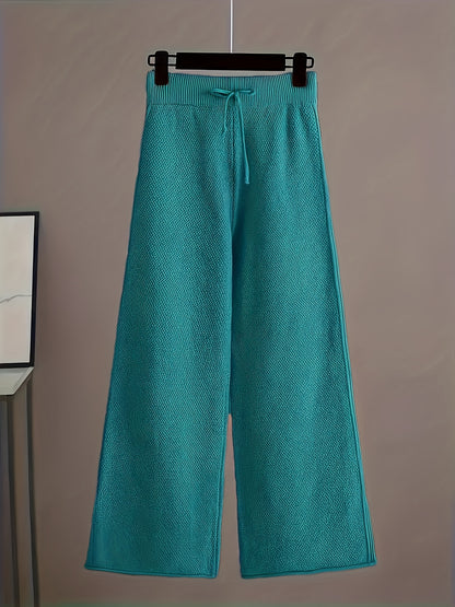 Women's Brick Red Knit High-Waist Long-Sleeve Pants - product view 36