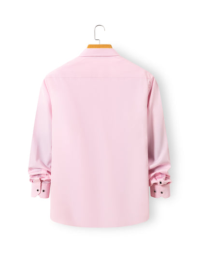 Father'S Day Gift Choice, Men'S Long Sleeve Button Shirt, Crystal Button Design, Solid Color Plain Formal Business Attire, Great As Gift for Party, Wedding, Date Dress Shirt