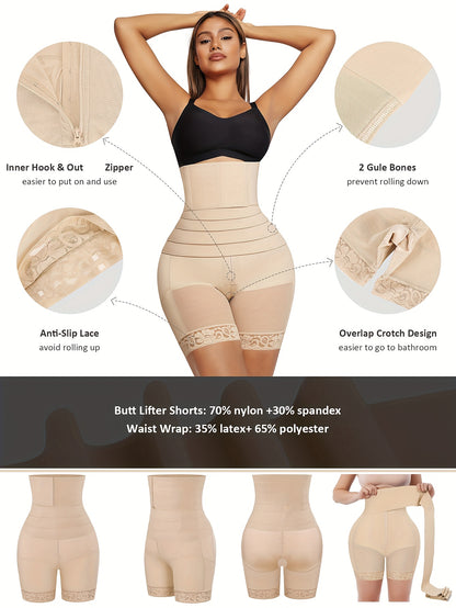 2-in-1 Women' Tummy Trimmer & Waist Trainer Shapewear Suitable for Tummy Control, Postpartum,, Body Shaper Bodysuit, Hand Washable, No Chest Pads, Medium Underwear for Gym, Casual Attire