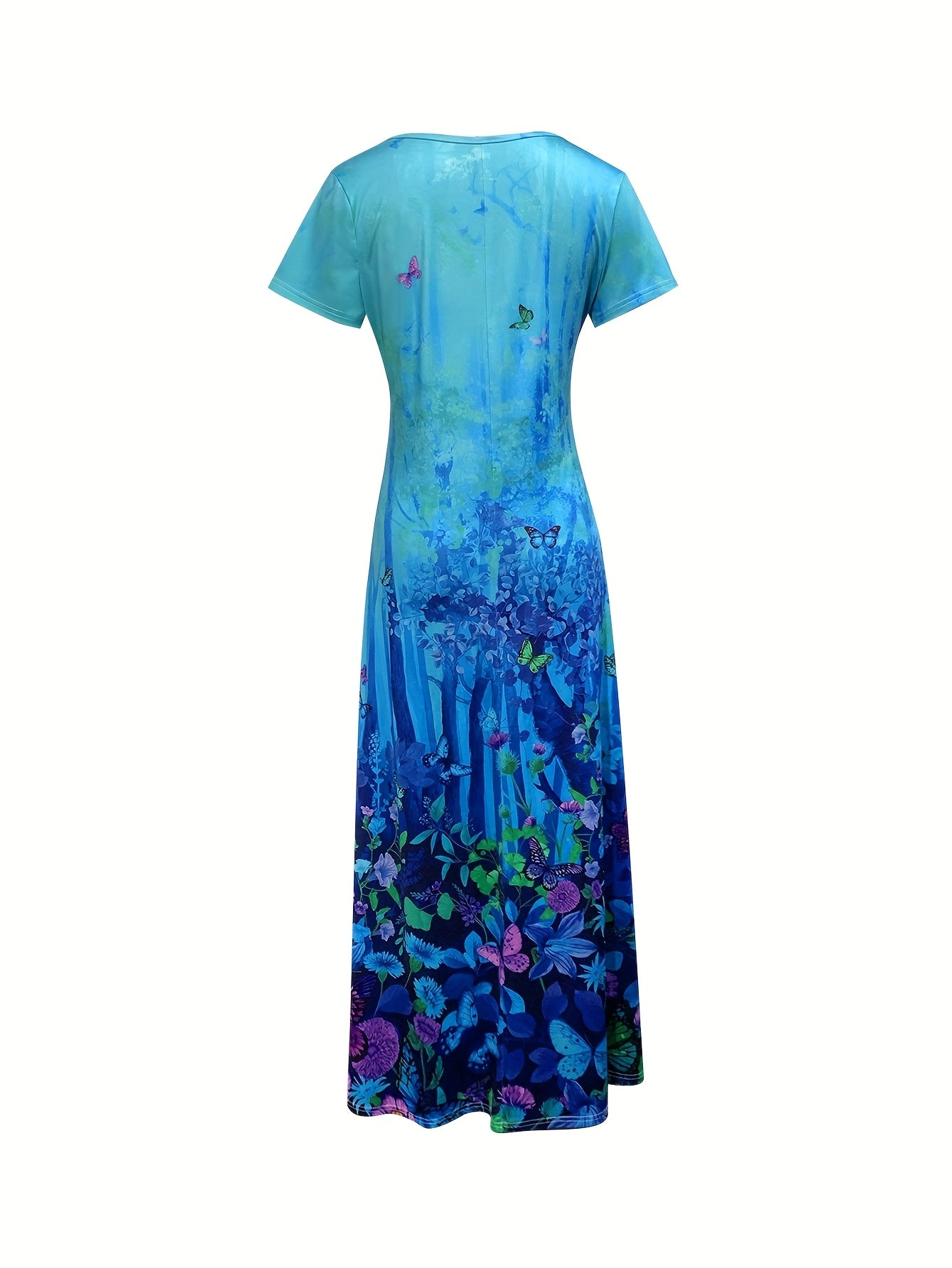 Short-Sleeved Dress with a Butterfly Print, Perfect for a Trendy Holiday Look.