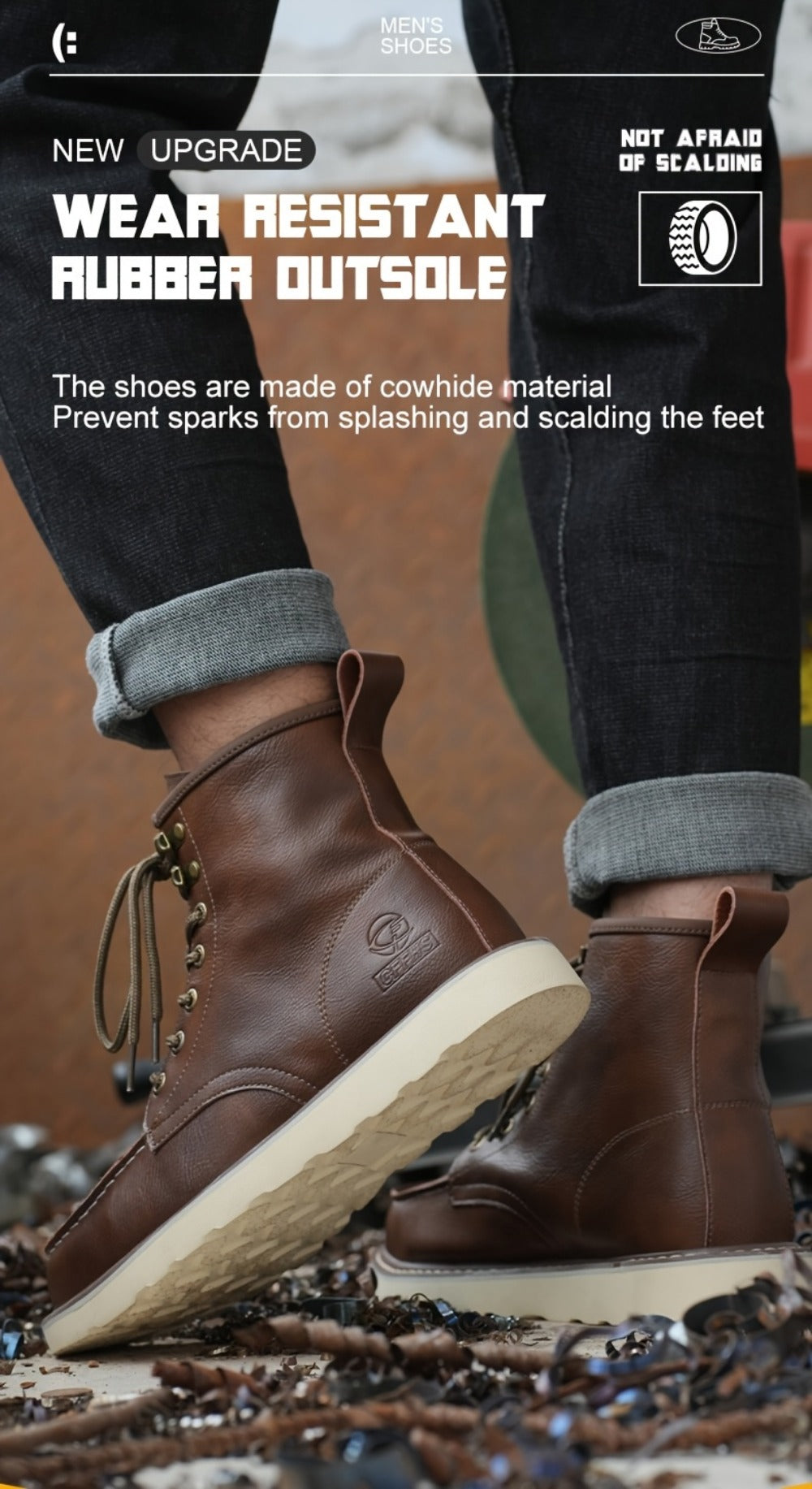 Men's Work & Safety Boots - Puncture Resistant & Non-Slip Sole 061221