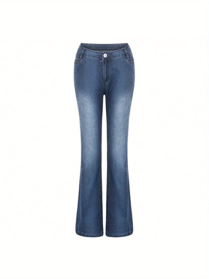 American Retro Jeans, New Mid-Waist Flared Pants for Women, Elastic, Tall And Powerful Pants