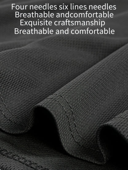 [Casual T-Shirts] 3pcs Men's Casual Crew Neck Long Sleeve T-Shirts | 100% Polyester Knit Fabric, Slight Stretch, Basic Style with Print Design