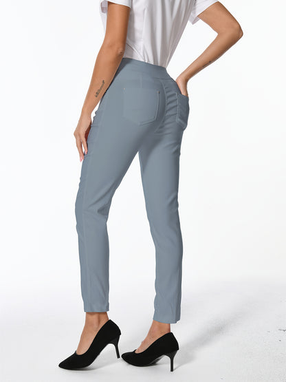 Women's High Waist Dress Pants Stretchy Straight Leg Slim Fit Work Slacks with 5 Pockets, Elegant Office & Casual Wear