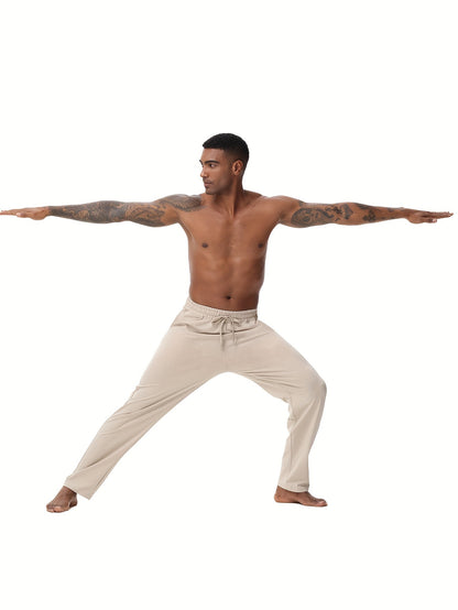 EXARUS Men'S Yoga Sweatpants Set - 2pcs, Athletic Lounge Pants with Open Bottom Straight Leg And Pockets