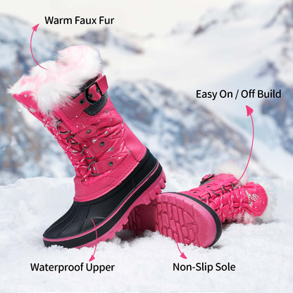 DREAM PAIRS Kids Insulated Winter Snow Boots