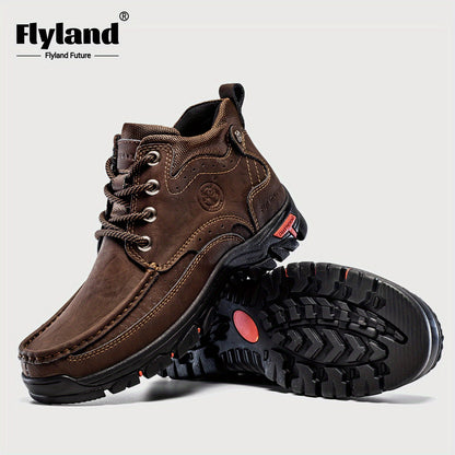 FLYLAND Men's Fashion Vintage Classical Genuine Leather Handmade Chukka Boots Daily Casual Work Office Shoes