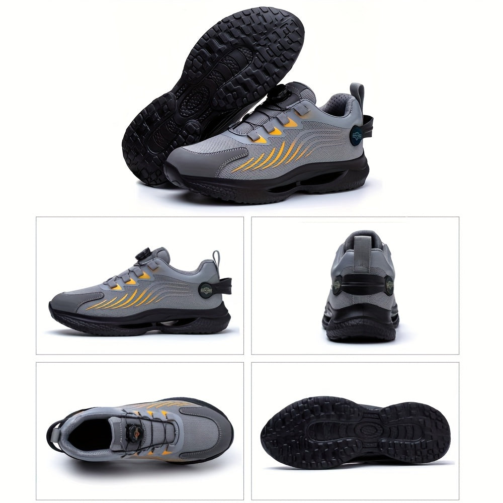 SAFETREK Men's Safety Shoes - Featuring A Rotating Buckle Design, Built-in Steel Toe Cap And Kevlar Midsole, Impact And Puncture Resistance, Wear-resistant And Non-slip Outsole, Suitable for Various Work Environments And All Seasons.