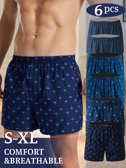 Men'S Cotton Underwear Leisure Boxer, Stretchy Waistband Suit for Daily Wear & Sleep