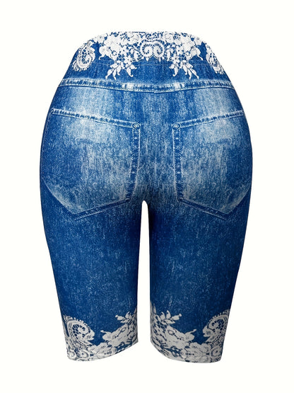 European And American Women's Pants Are Fashionable, Casual, Randomly Printed, Women's Leggings, Cropped Pants, Tight Fitting