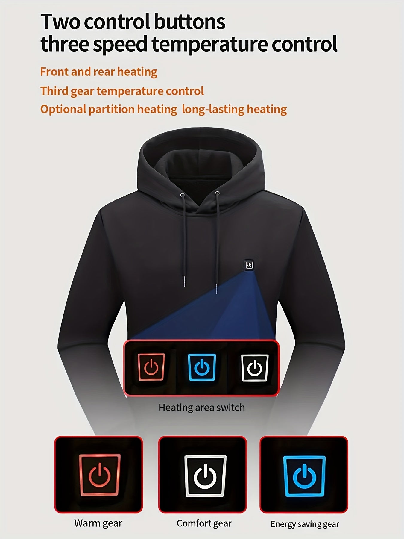 Heated Hoodie for Men Electric Heating Sweatshirt, Winter Thermal Pullover Sweater(Battery Not Inculded)