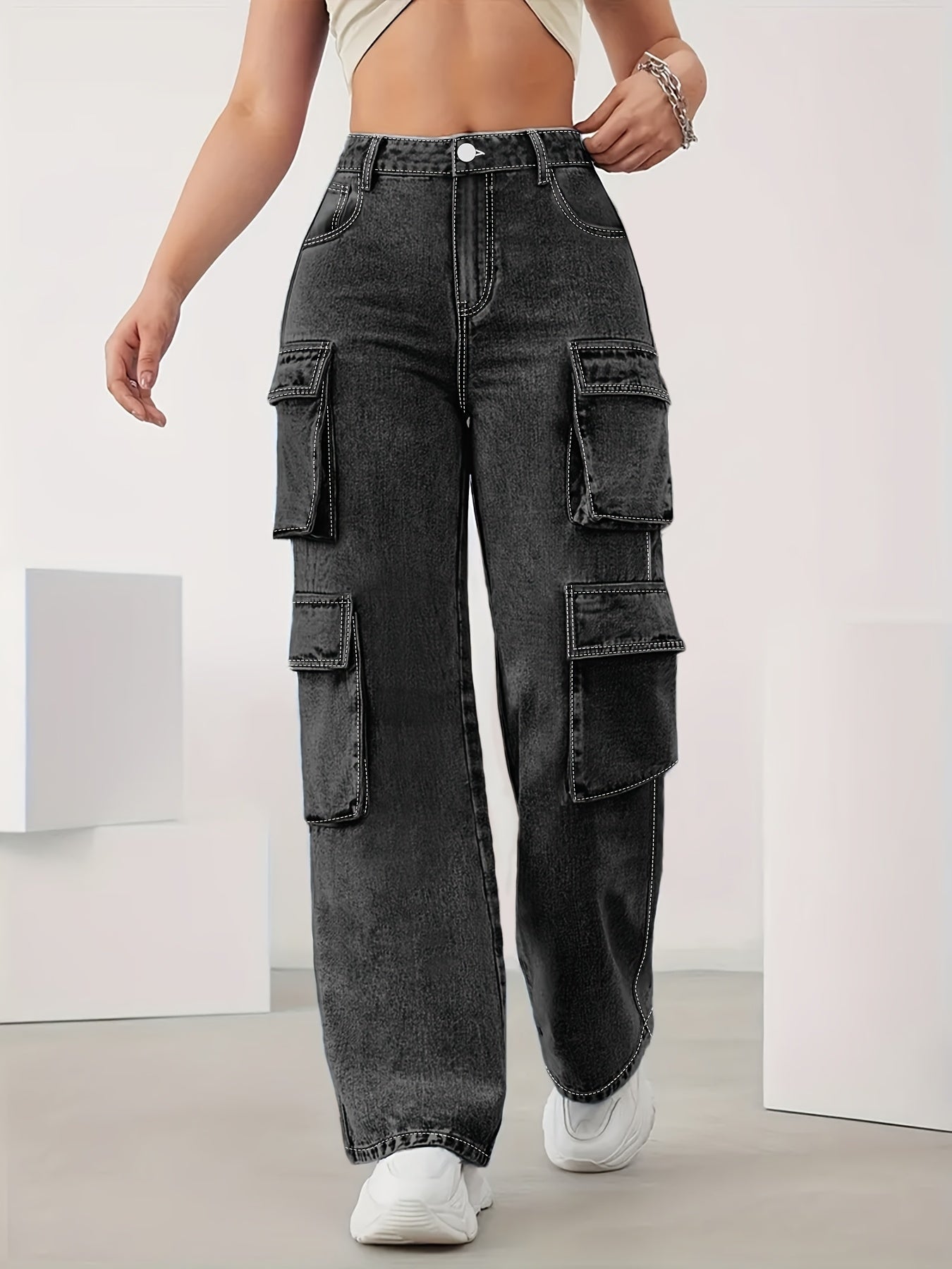 Increase The Size Of Plain Flip Pocket Book Bag Tooling Jeans Loose Version Of High Elastic Zipper Button Opening And Closing Four Seasons Can Wear Comfortable Plus Size Jeans.