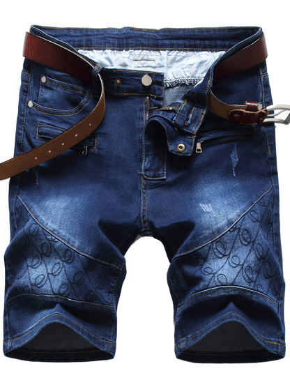 KEEVOOM Men'S Light Blue Washed Gradient Denim Shorts - Summer Casual Slim-Fit Shorts for Outdoor Sports & Trendy Daily Outfits