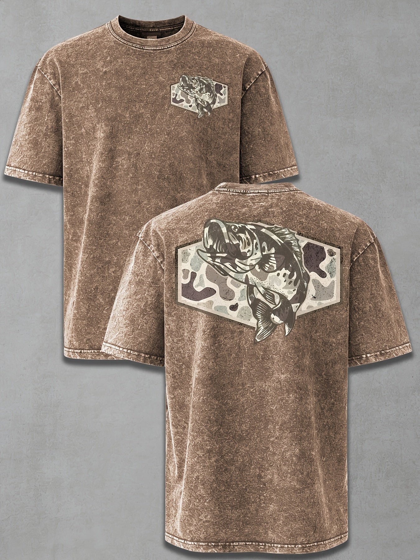 Men's Coffee Brown Printed Short-Sleeve T-Shirt - product view 1