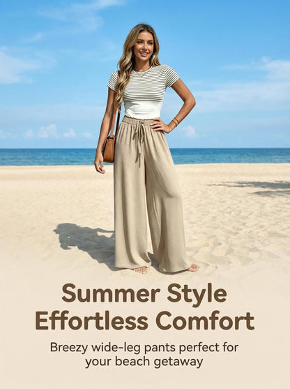 FOEIERAA 3pcs Loose Casual Women'S Fashionable Trousers with Artificial Drawstrings for Easy Going Out. Casual Trousers, Elastic Waist, Comfortable to Wear All Seasons