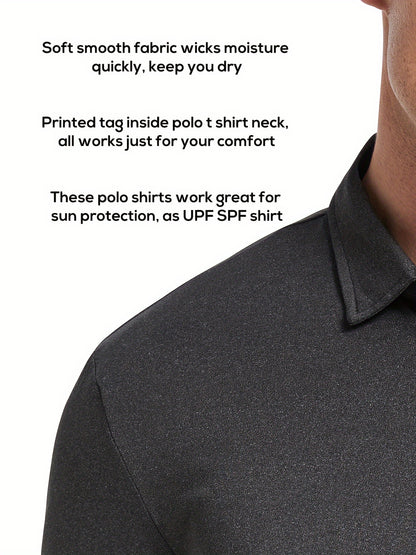 5pcs Men's Shirt Quick Dry Short Sleeve Golf T Shirt Performance Wicking Casual Workout