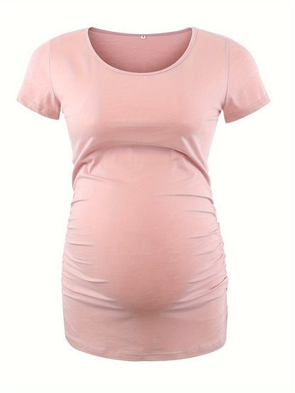 Women's Maternity Classic Side Ruched T-Shirt Tops Mama Pregnancy Clothes
