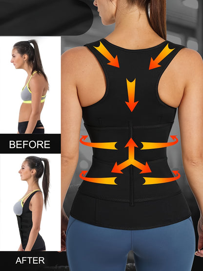 Women's Sauna Sweat Vest Fitness Waist Trainer Body Contouring Belt Tummy Trimmer Shapewear
